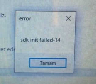 sdk init failed-14 hatası ve çözümü.