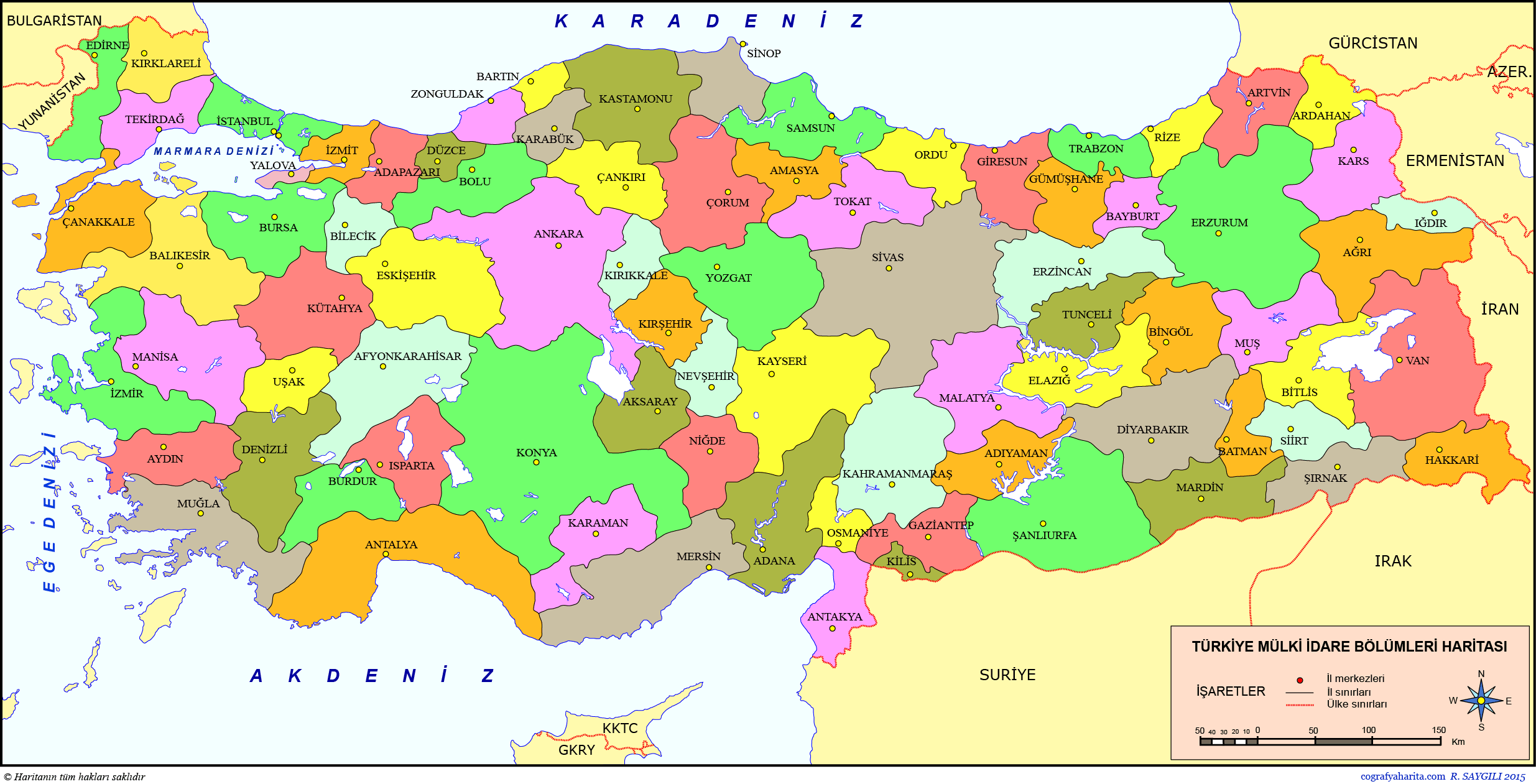Türkiye haritası iller ilçeler köyler