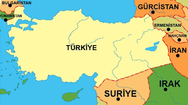 Türkiye'nin komşuları haritası