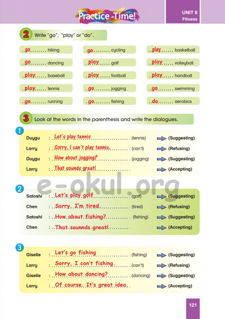 5. Sınıf Başaran Yayıncılık İngilizce Ders Kitabı Sayfa 121 Cevapları