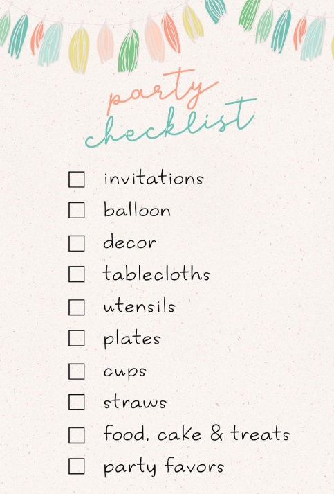 birthday party check list